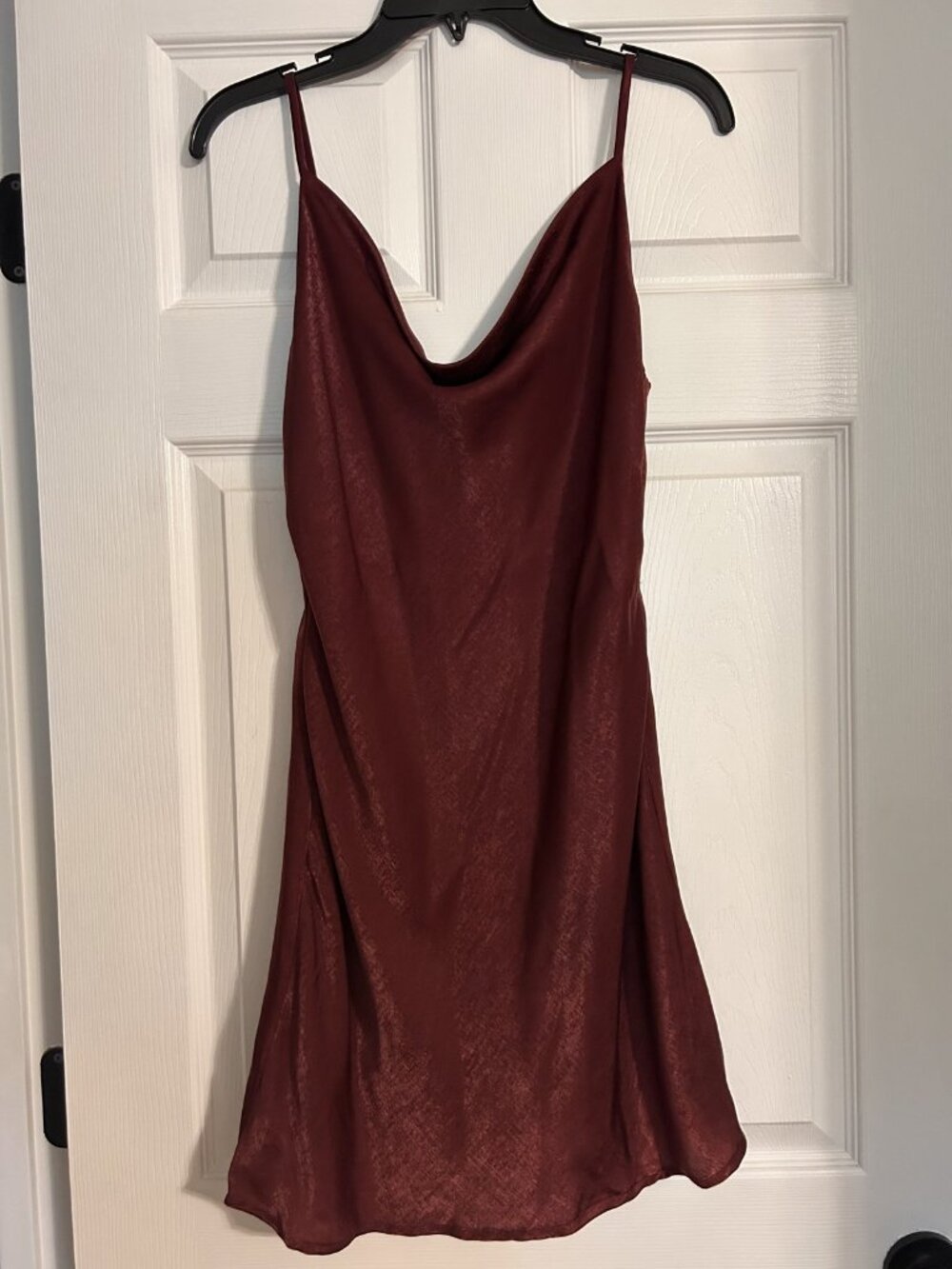 Altar'd State Burgundy Satin Cowl Neck Slip Dress
